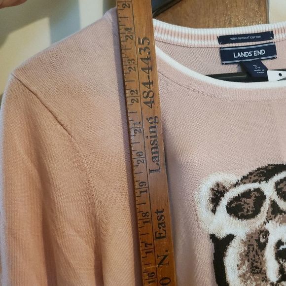Lands end light weight pink sweater with a bear  size small NWT - Picture 3 of 8